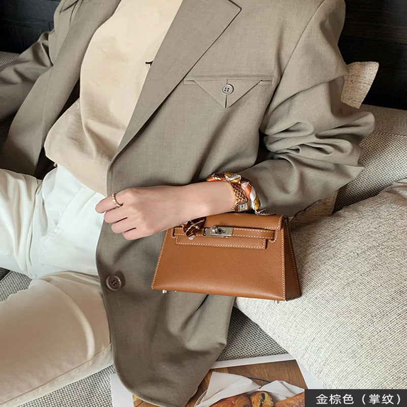 手掌纹牛皮二代凯丽包真皮女包百搭高级感mini手提包单肩斜挎小包