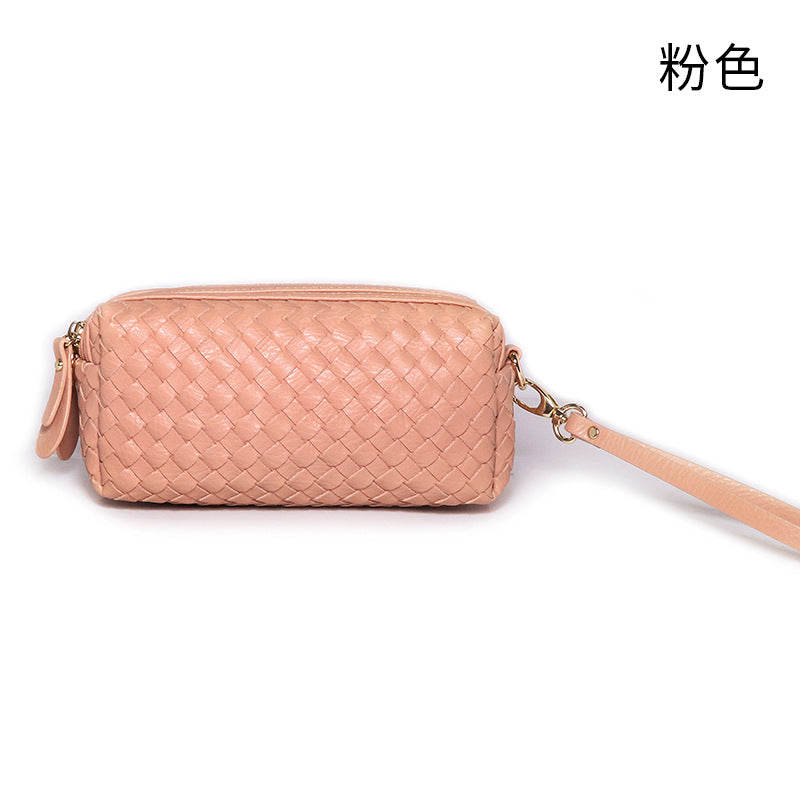 2024春季新款pu韩版女包编织手拿包韩版单肩女士斜跨迷你小方包