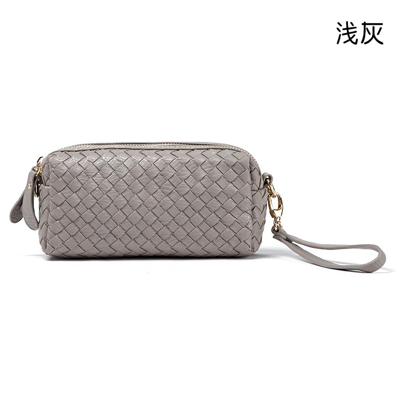 2024春季新款pu韩版女包编织手拿包韩版单肩女士斜跨迷你小方包