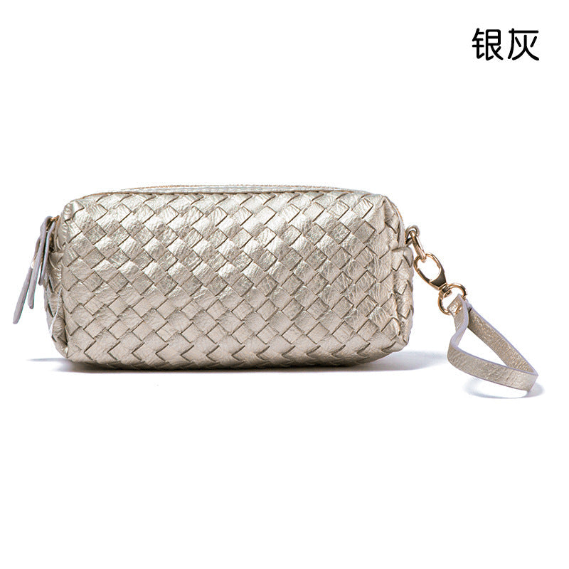 2024春季新款pu韩版女包编织手拿包韩版单肩女士斜跨迷你小方包