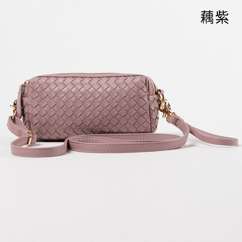 2024春季新款pu韩版女包编织手拿包韩版单肩女士斜跨迷你小方包