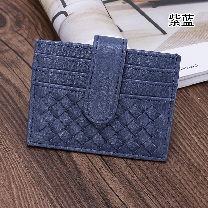 时尚超薄编织卡包纯色证件卡位卡槽证件位收纳小包便携式卡片卡套