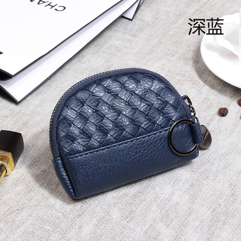 2025新款女包手工编织女钱包简约零钱包钱夹PU皮革小拉链化妆包包