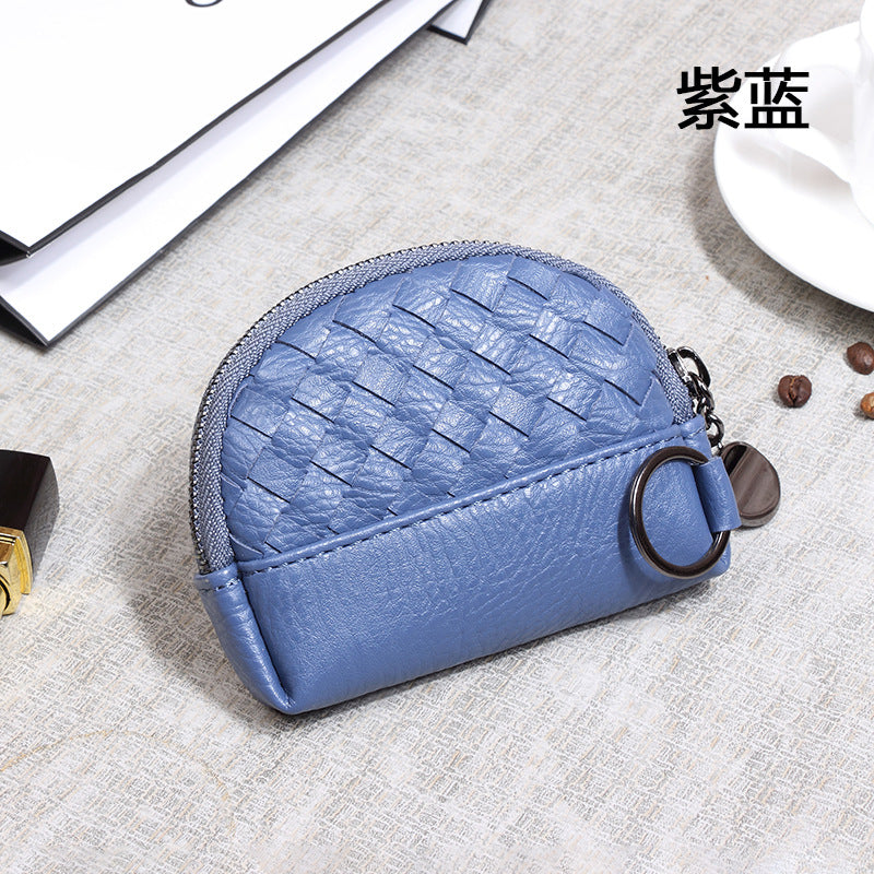 2025新款女包手工编织女钱包简约零钱包钱夹PU皮革小拉链化妆包包
