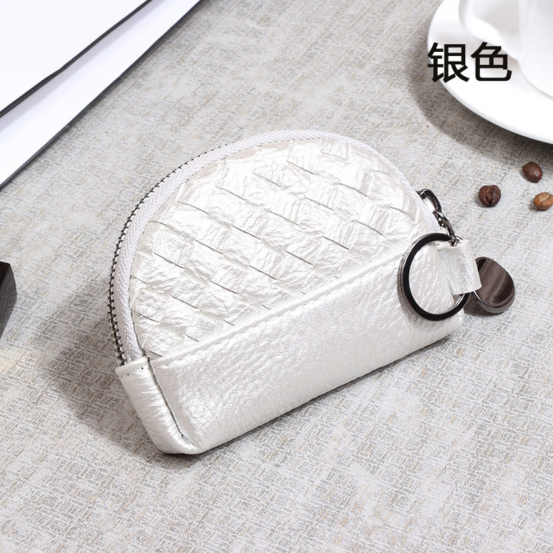 2025新款女包手工编织女钱包简约零钱包钱夹PU皮革小拉链化妆包包