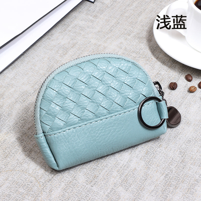 2025新款女包手工编织女钱包简约零钱包钱夹PU皮革小拉链化妆包包