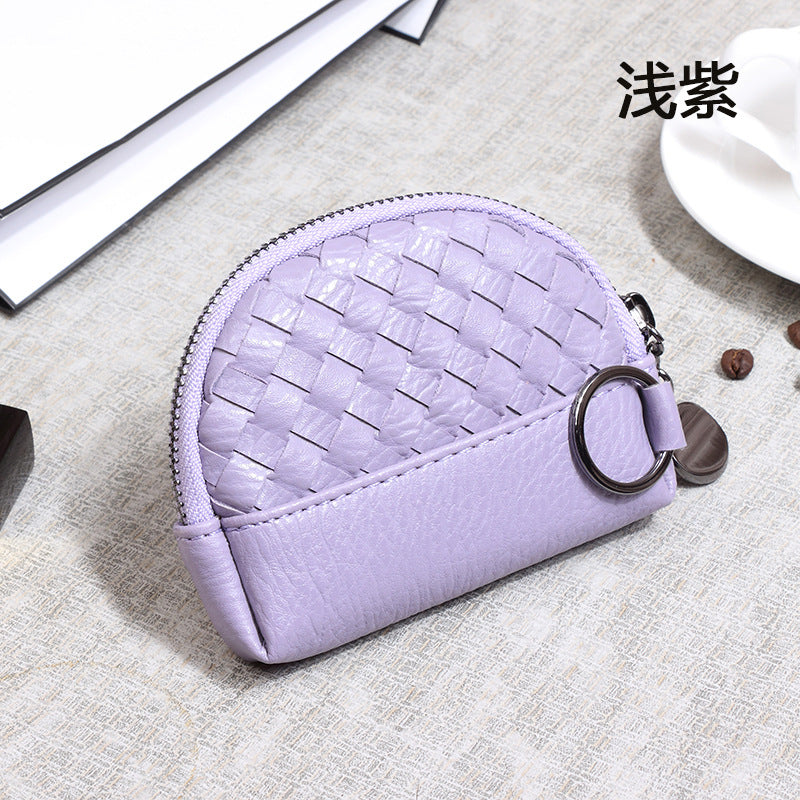2025新款女包手工编织女钱包简约零钱包钱夹PU皮革小拉链化妆包包