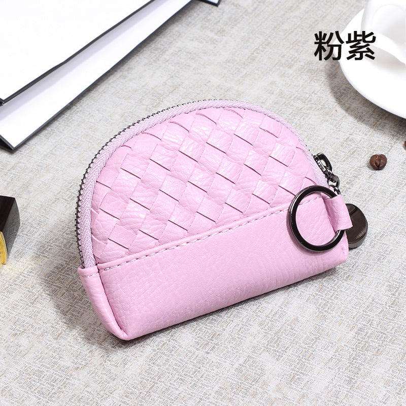 2025新款女包手工编织女钱包简约零钱包钱夹PU皮革小拉链化妆包包