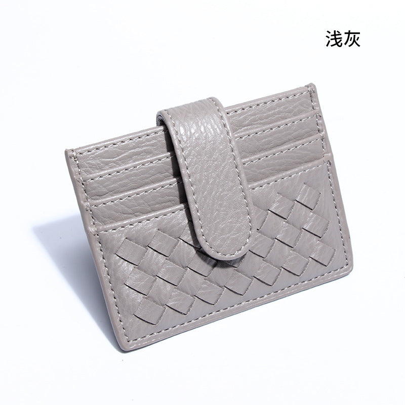 时尚超薄编织卡包纯色证件卡位卡槽证件位收纳小包便携式卡片卡套