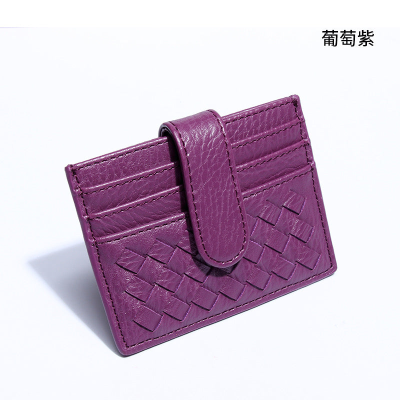 时尚超薄编织卡包纯色证件卡位卡槽证件位收纳小包便携式卡片卡套