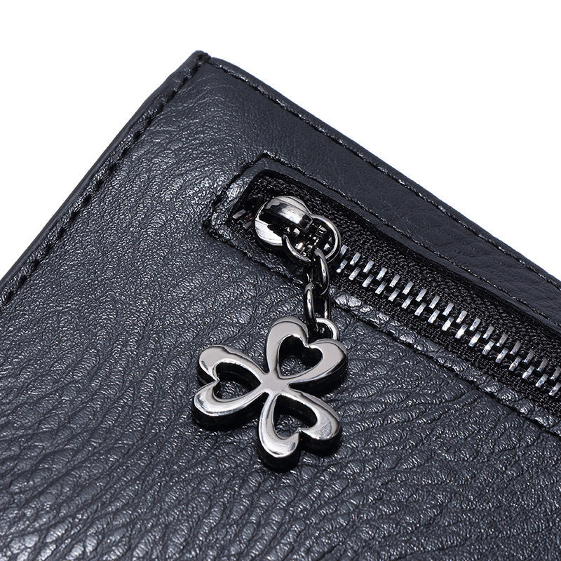 2025新款韩版长款纯色简约钱包零钱包手工编织女士手拿包一件代发