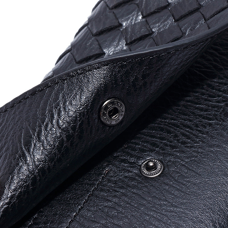 2025新款韩版长款纯色简约钱包零钱包手工编织女士手拿包一件代发