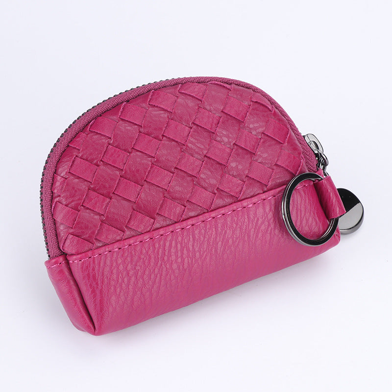 2025新款女包手工编织女钱包简约零钱包钱夹PU皮革小拉链化妆包包