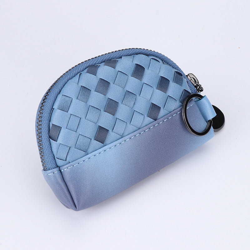 2025新款女包手工编织女钱包简约零钱包钱夹PU皮革小拉链化妆包包