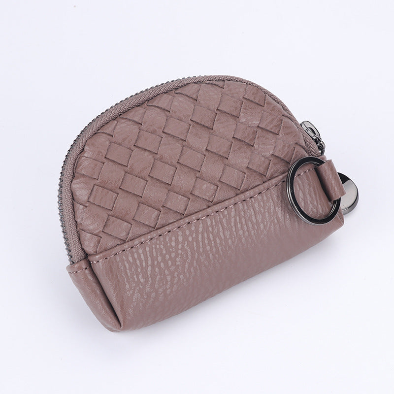 2025新款女包手工编织女钱包简约零钱包钱夹PU皮革小拉链化妆包包