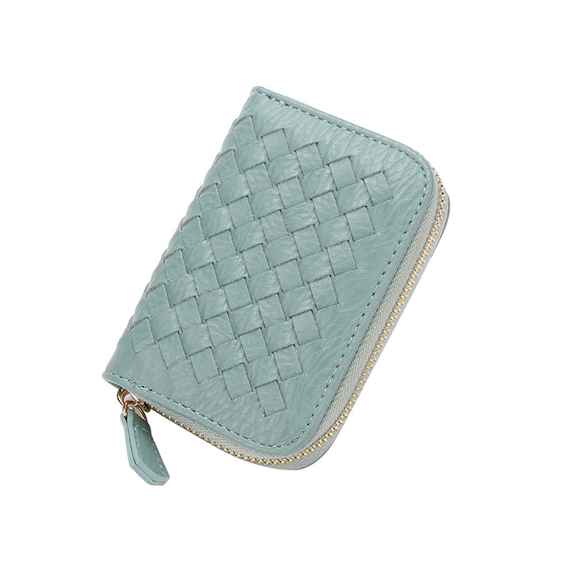 2025新款时尚零钱包卡包女手工编织多隔层多卡位银行卡卡包收纳包