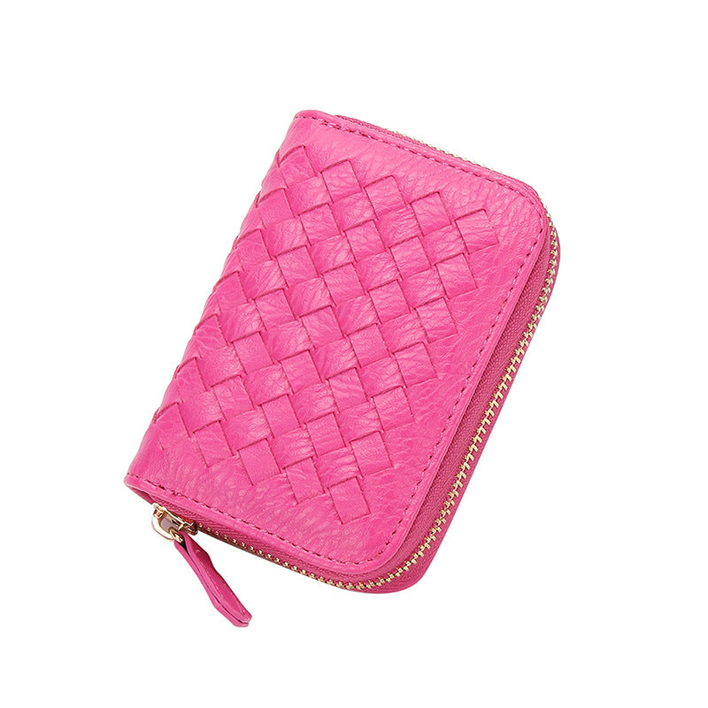2025新款时尚零钱包卡包女手工编织多隔层多卡位银行卡卡包收纳包