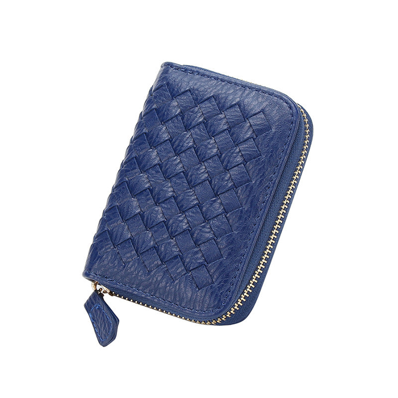 2025新款时尚零钱包卡包女手工编织多隔层多卡位银行卡卡包收纳包