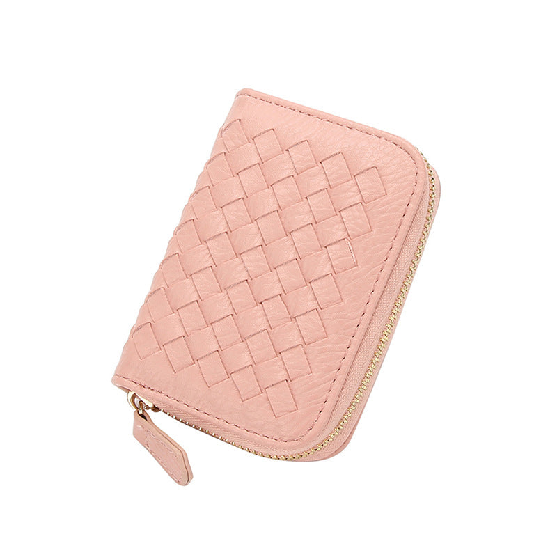 2025新款时尚零钱包卡包女手工编织多隔层多卡位银行卡卡包收纳包