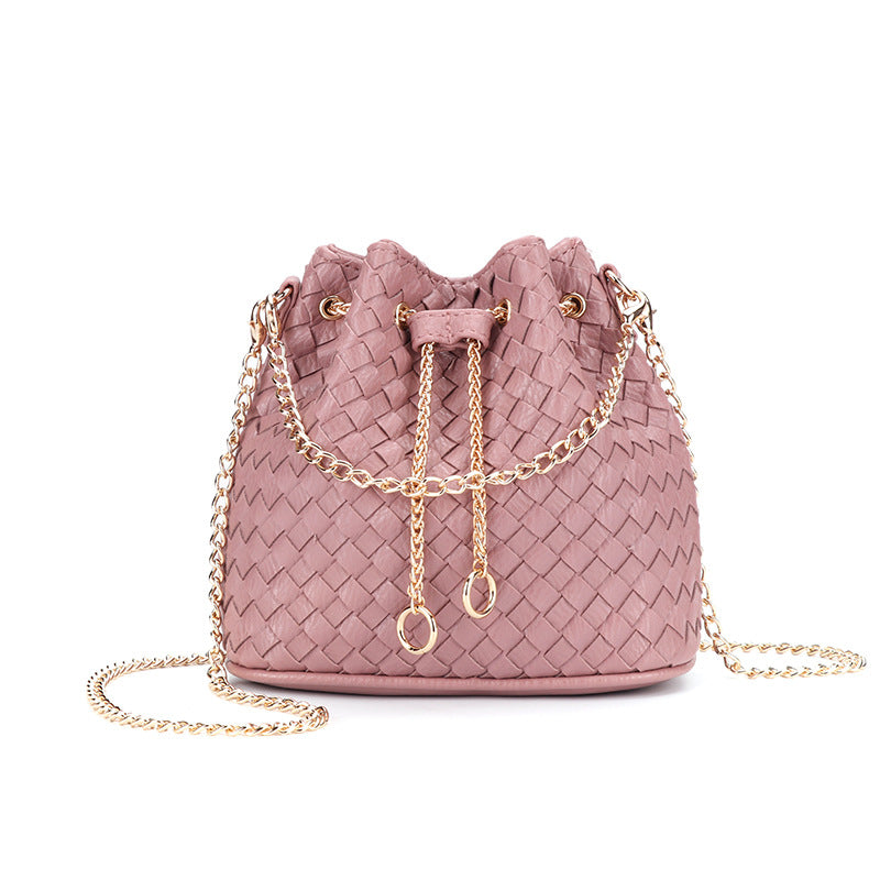 ins包包女2025新款韩版编织水桶包迷你斜挎单肩包潮女包 一件代发