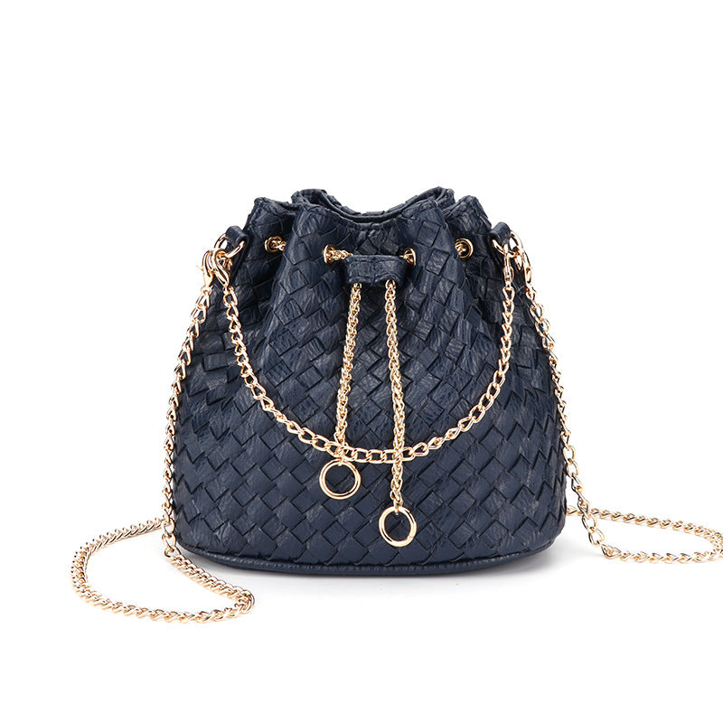 ins包包女2025新款韩版编织水桶包迷你斜挎单肩包潮女包 一件代发