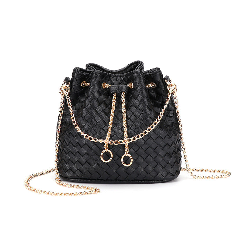 ins包包女2025新款韩版编织水桶包迷你斜挎单肩包潮女包 一件代发