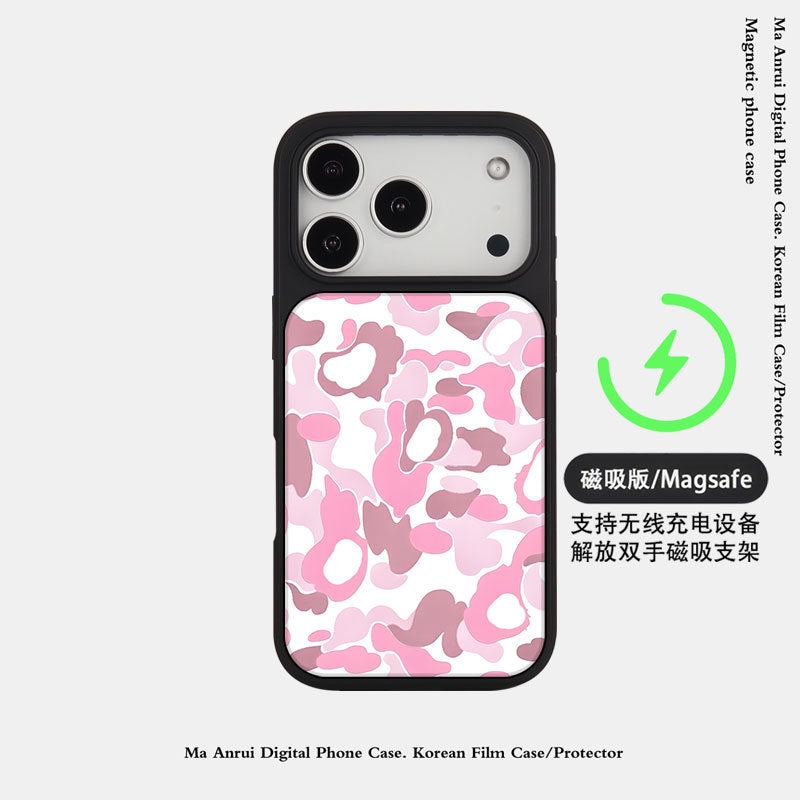 外贸跨境迷彩潮玩适用苹果16pro晶瓷手机壳iPhone17亚克力PC防摔
