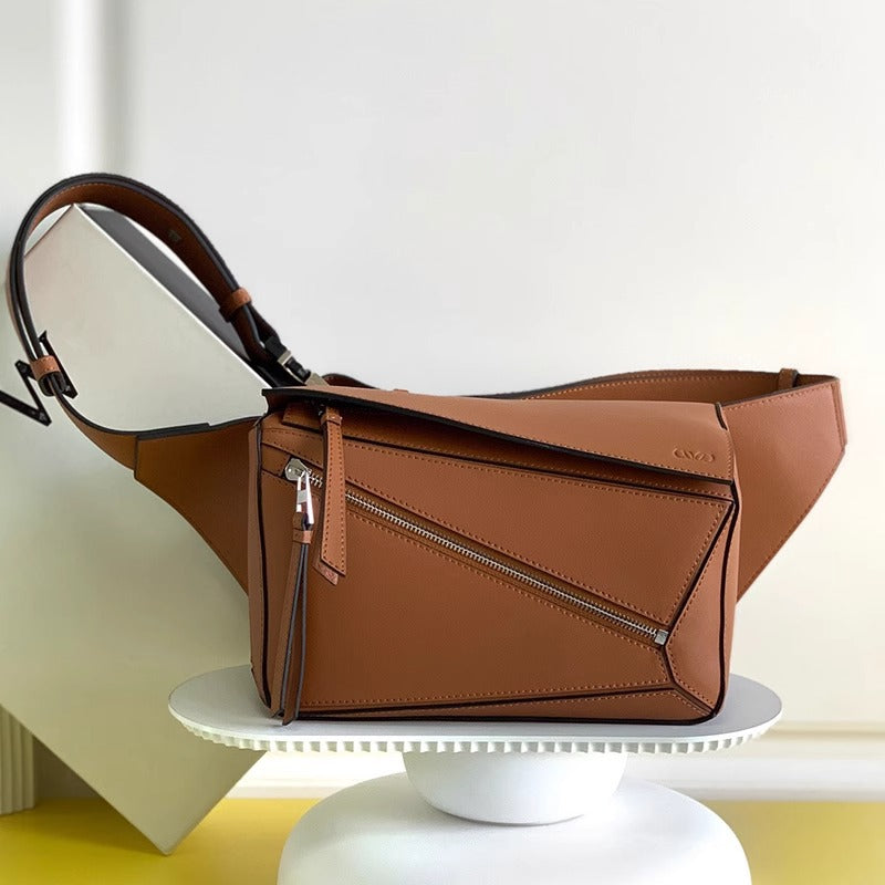 24新款经典Puzzle几何胸包真皮单肩斜挎男女包运动迷你牛皮腰包包