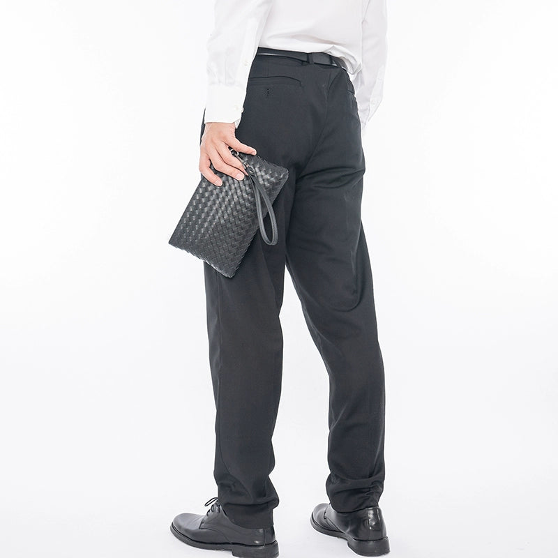 X&BV男包手拿包新款潮流时尚大容量男士包包休闲编织手包男手抓包