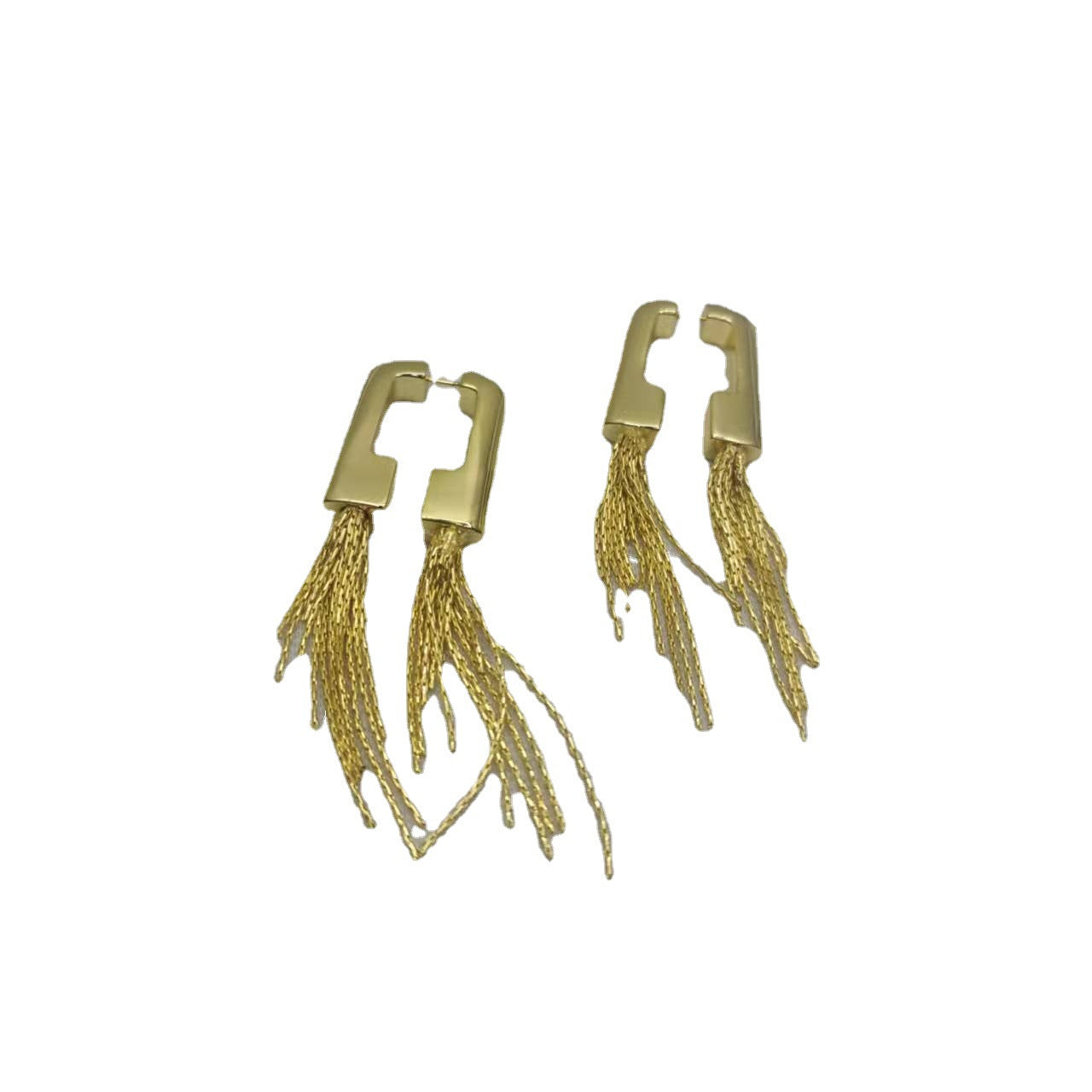 赛家21新款几何形流苏耳钉女高级感气质光面CELI风长款不规则耳环