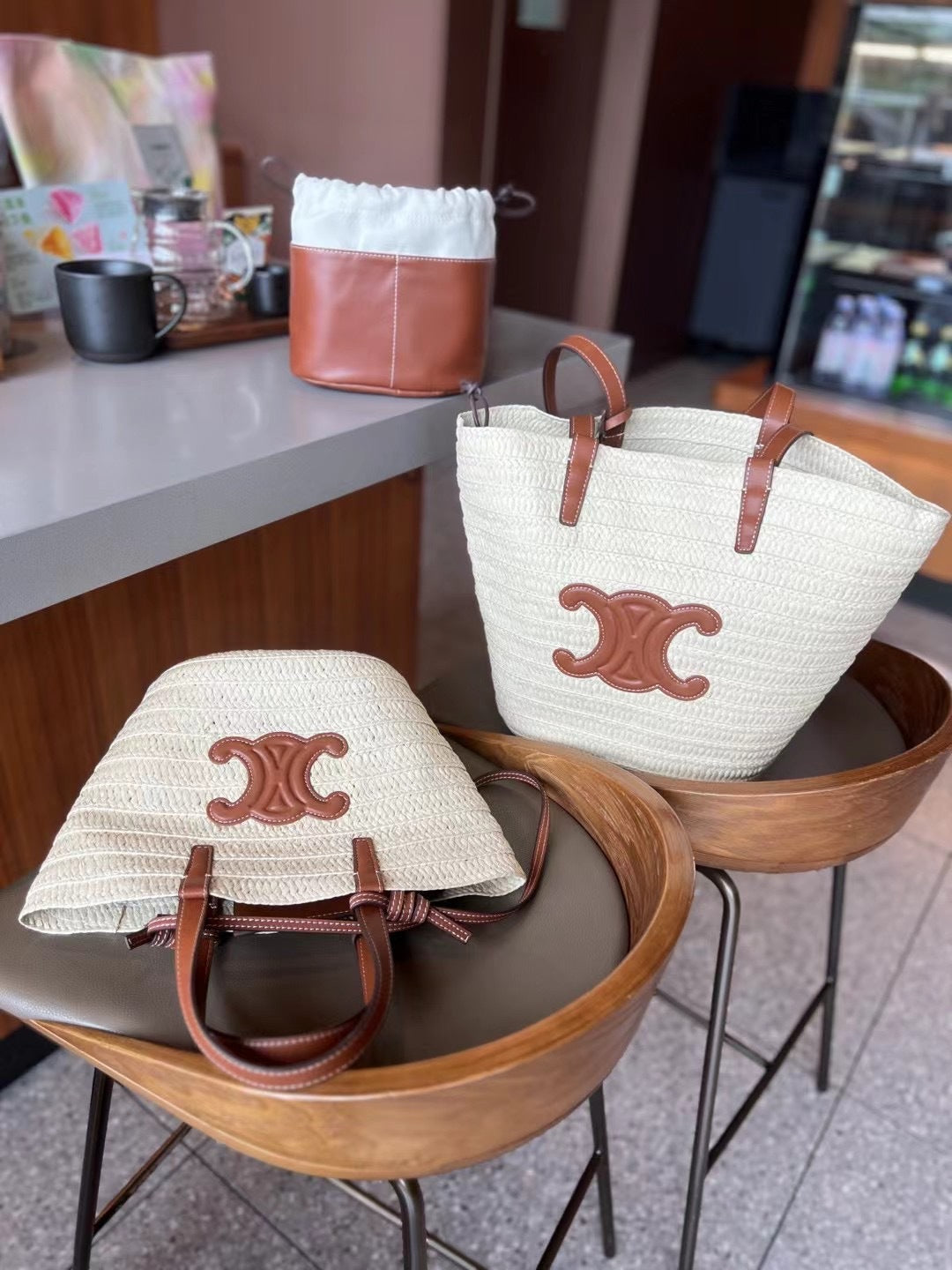 拉菲草编包手工编织包包2024新款大容量菜篮子托特包手提单肩包女