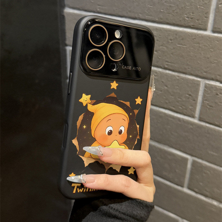 睡帽星星人跨境液态大视窗适用苹果17Promax手机壳iPhone16软硅胶