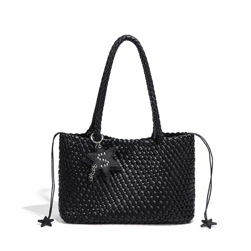 跨境新款枪枪手工编织女包潮流单肩腋下包质感休闲手拎子母托特包