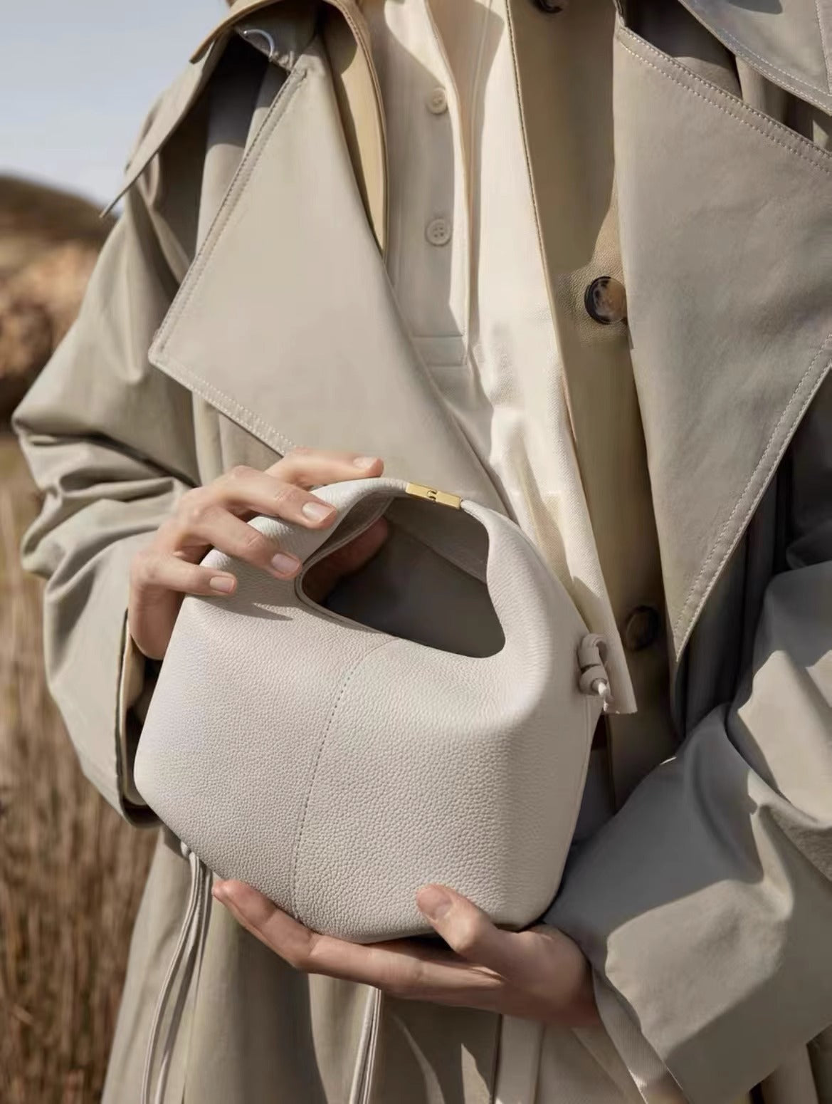 法国poleno paris小众高级感牛皮单肩斜挎女包Number11饺子便当包