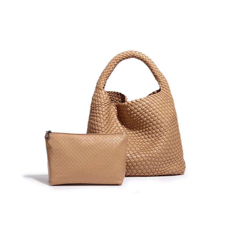 韩版女跨境单肩托特包通勤百搭腋下包大容量手拎包撞色时尚子母包