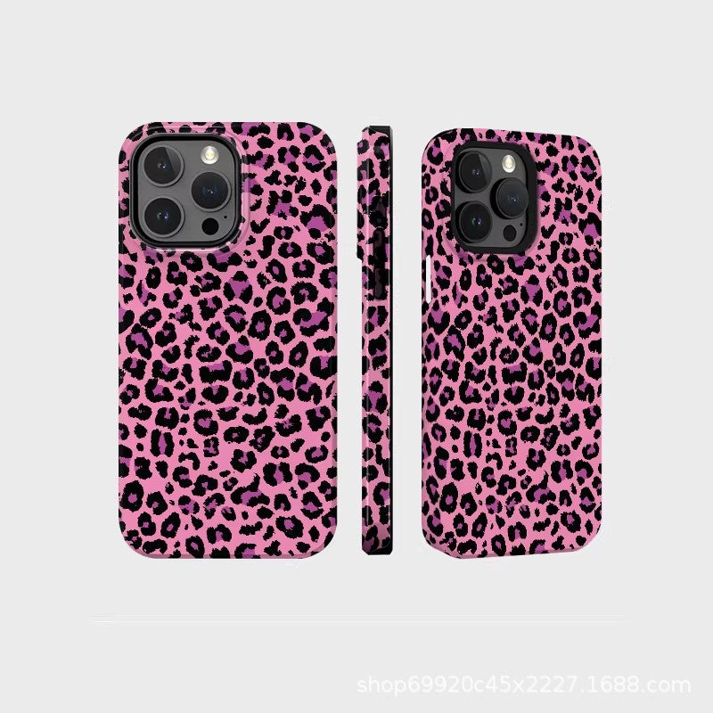 跨境爆款个性豹纹适用苹果17Promax手机壳iPhone16磁吸15菲林壳14