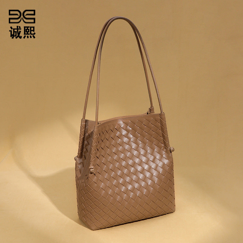 复古潮流大容量单肩腋下女包时尚手工编织包包韩版休闲子母托特包