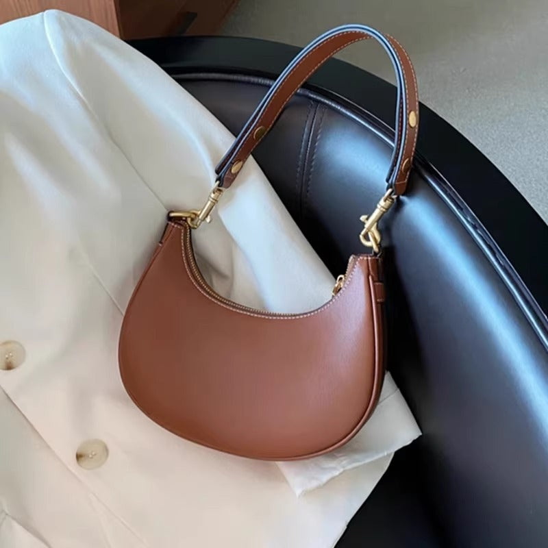 腋下包女真皮半月马鞍包手提包2024新款小众高级感牛皮单肩斜挎包