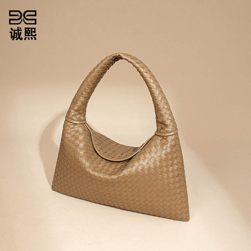 跨境新款手工编织女包高级感单肩腋下女包软皮百搭休闲手提托包包