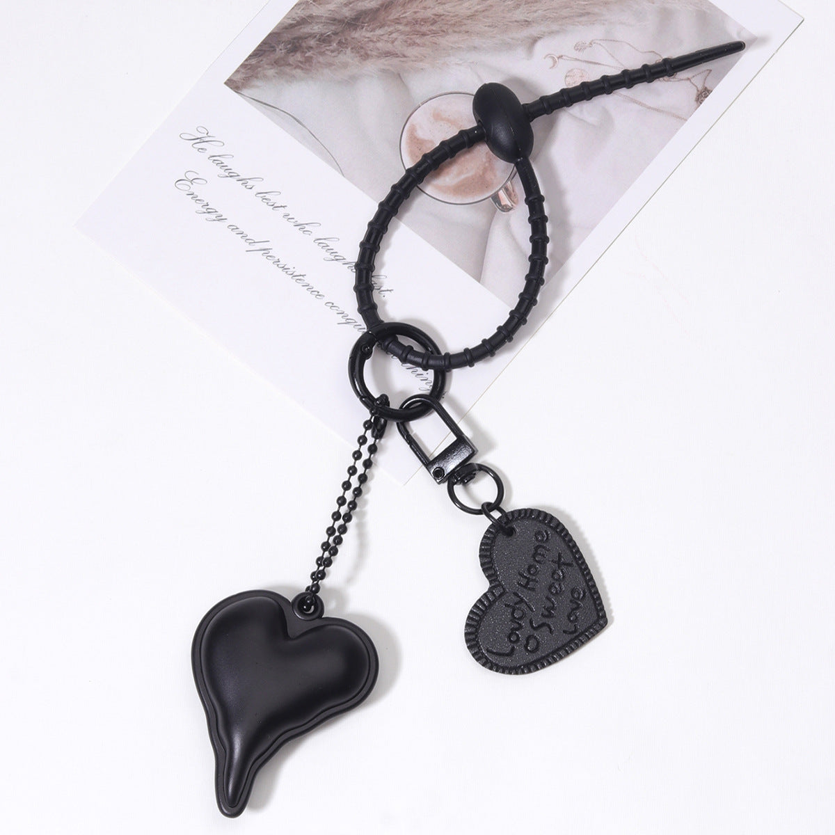 跨境热销磨砂质感亚克力包包挂件杯子挂饰挂件扎带时尚热销桃心