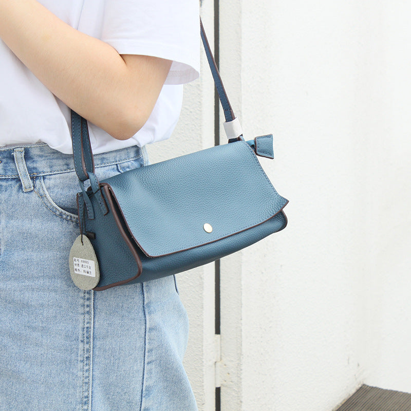 复古英伦风邮差真皮女包头层牛皮单肩包女手工软皮斜挎小包小方包