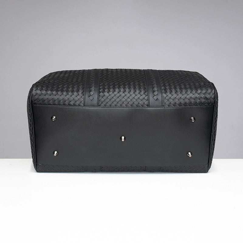 X&BV男士手提旅行包真皮大容量商务编织单肩斜挎包健身短途行李包