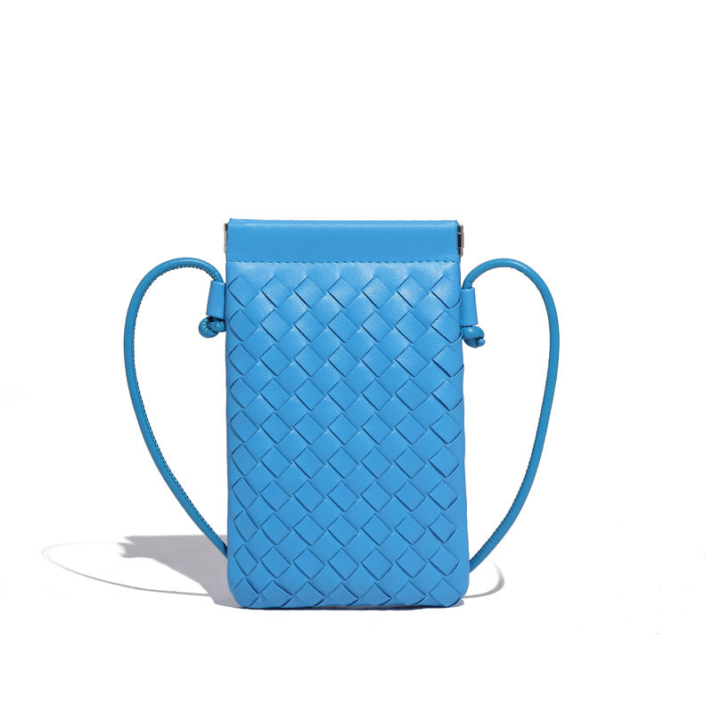 设计感竖款编织手机包定制时尚小包斜挎零钱包mini钥匙卡包单肩包