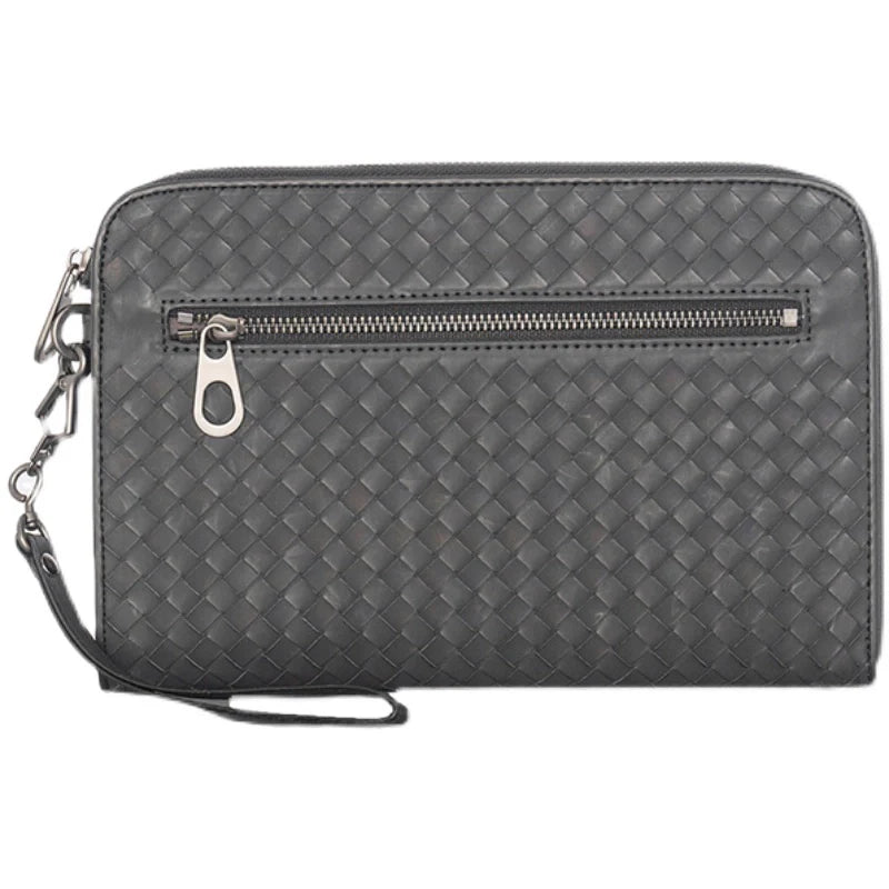 X&BV真皮男士手包商务休闲大容量信封包编织新款夹包潮牌手拿包男