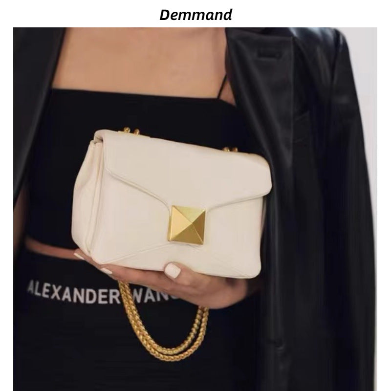 包包女腋下包菱格链条女包小众高级质感柳钉包单肩斜挎包真皮女包