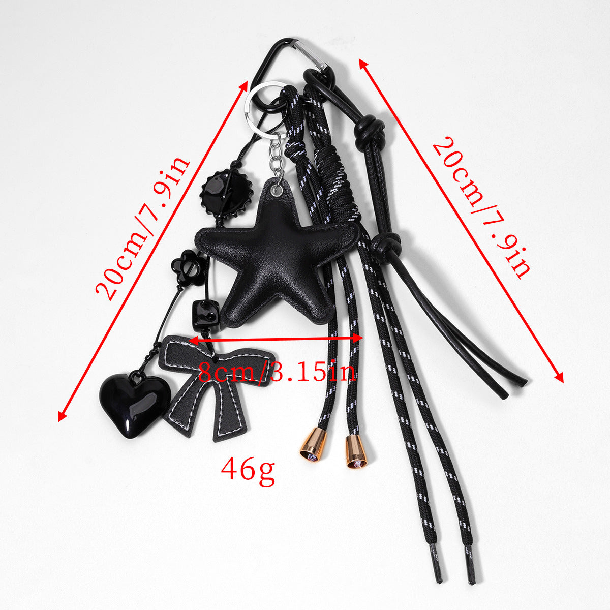 工厂原创diy包包挂件PU皮革五角星挂件亚克力桃心纽扣串珠编织绳