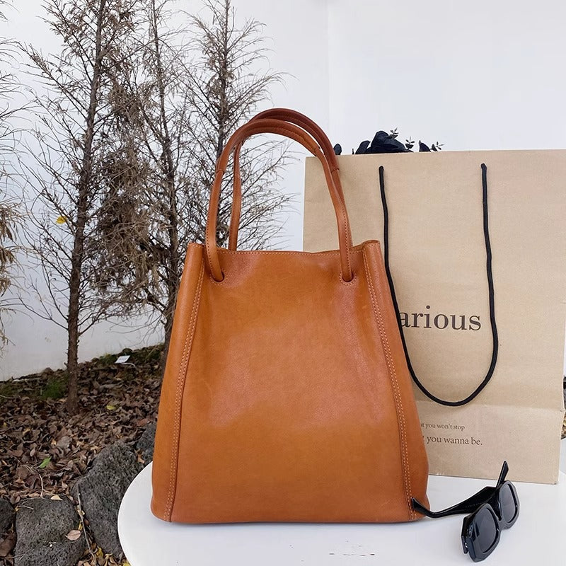 直播代发 真皮女包托特水桶单肩腋下大容量手提百搭通勤斜挎大包