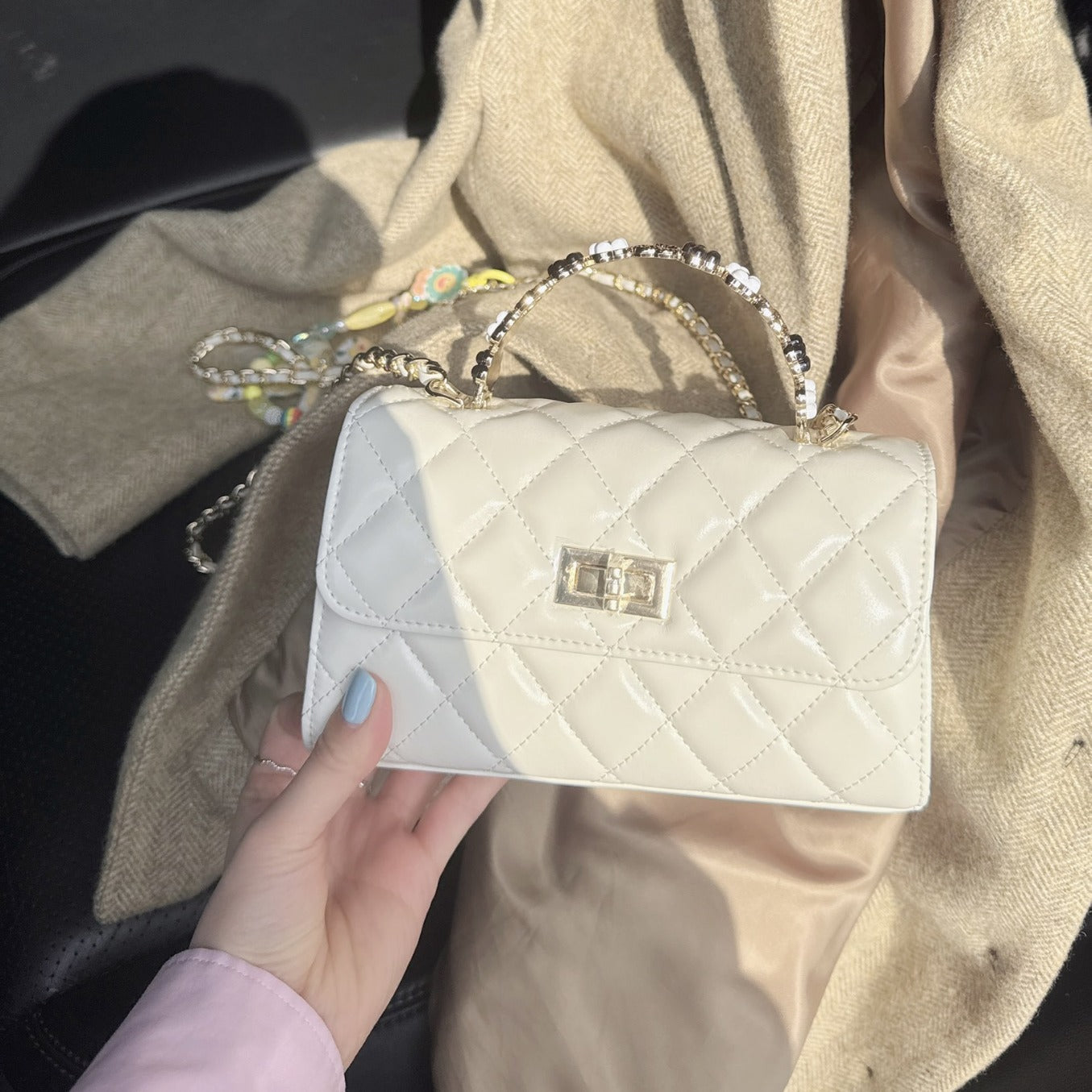 山茶花信封包女小香风高级感菱格链条包2024新款手提包单肩斜挎包