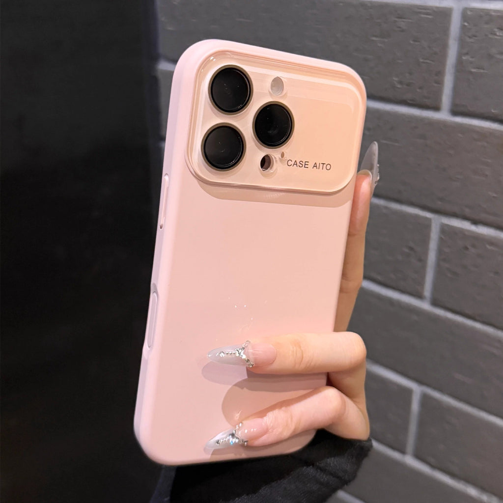 ins风跨境爆款液态大视窗苹果17Promax手机壳纯色iPhone16软硅胶