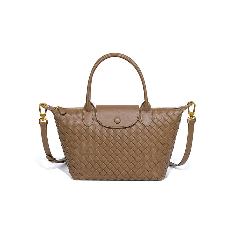 气质高级感手提女包时尚手工编织包纯色龙襄饺子包质感单肩斜跨包